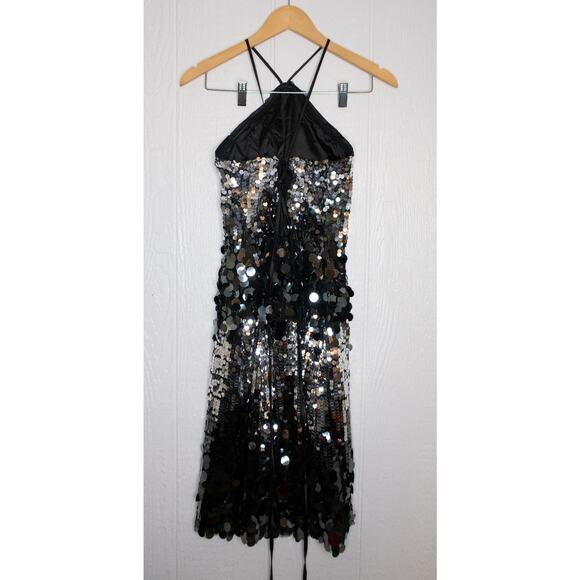 AMYLYNN Silver Austin Sequin Halter-Neck Midi Dress SIZE MEDIUM - Picture 8 of 11